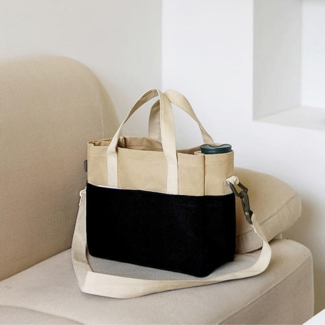 Korean fashion color mixing cotton material handbag crossbody bag