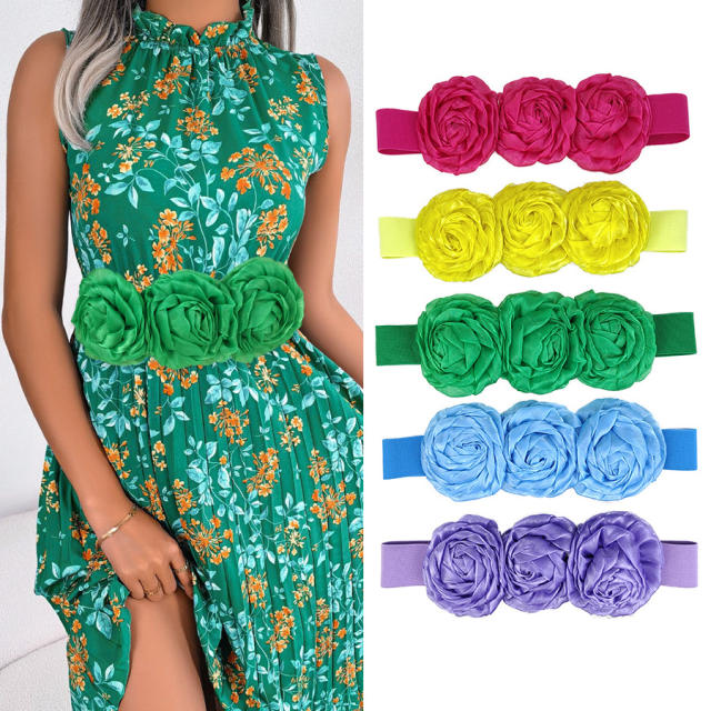 Summer fabric flower elastic corset belt dress belt