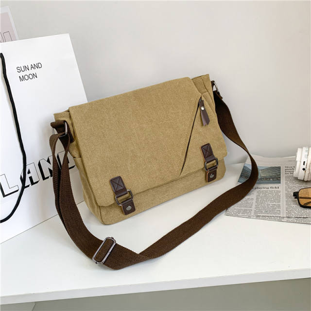 Casual school style canvas large size messager bag crossbody bag