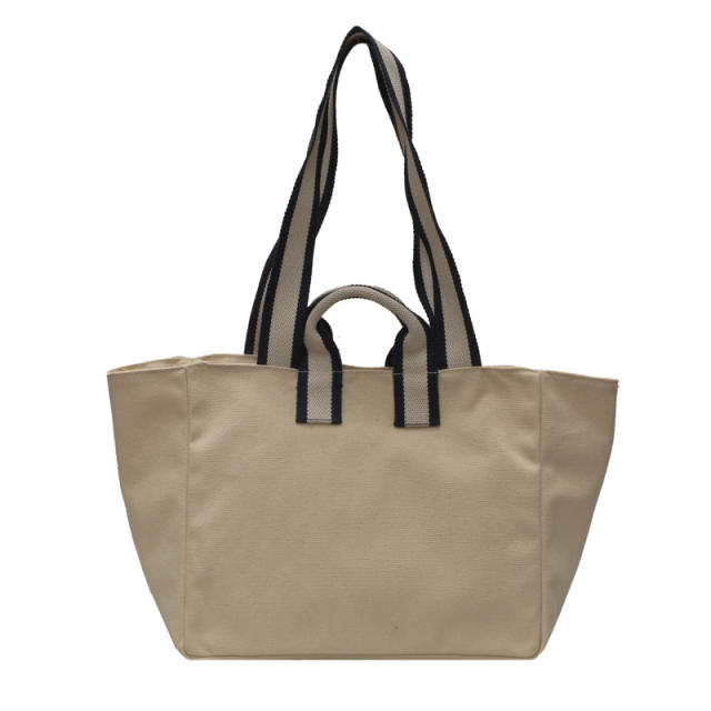 Elegant plain color canvas material tote bag handbag for women