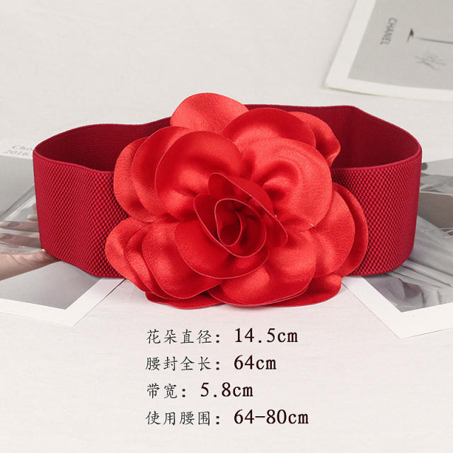 6cm fabric flower wide elastic corset belet