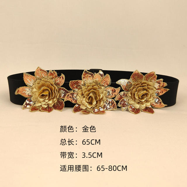 Spring summer fabric flower corset belt dress belt