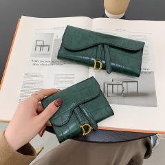 D leatter charm PU leather stone pattern women wallet