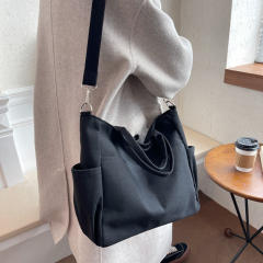 Concise plain color canvas women handbag crossbody bag