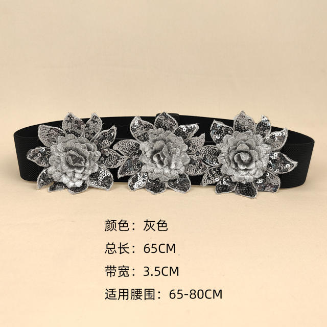 Spring summer fabric flower corset belt dress belt
