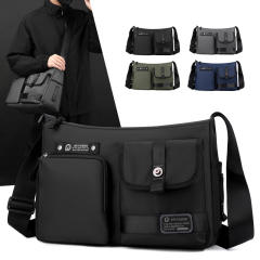 Large size outdoor nylon material crossbody bag for men