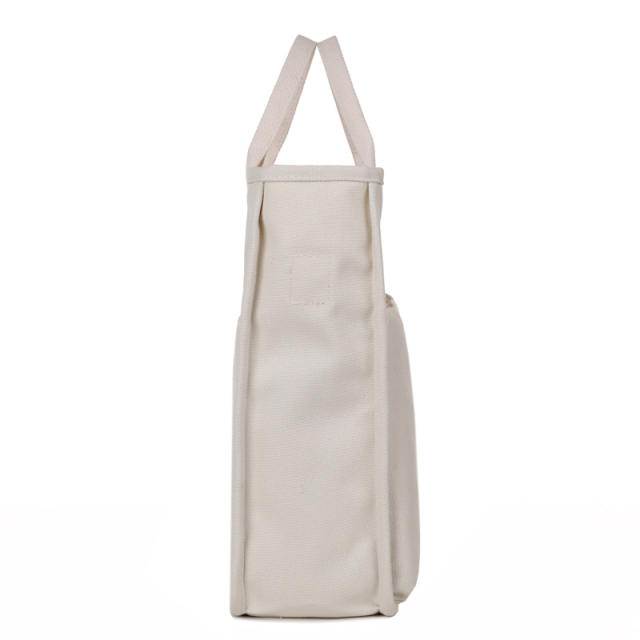 Chic plain color easy match large size canvas tote bag