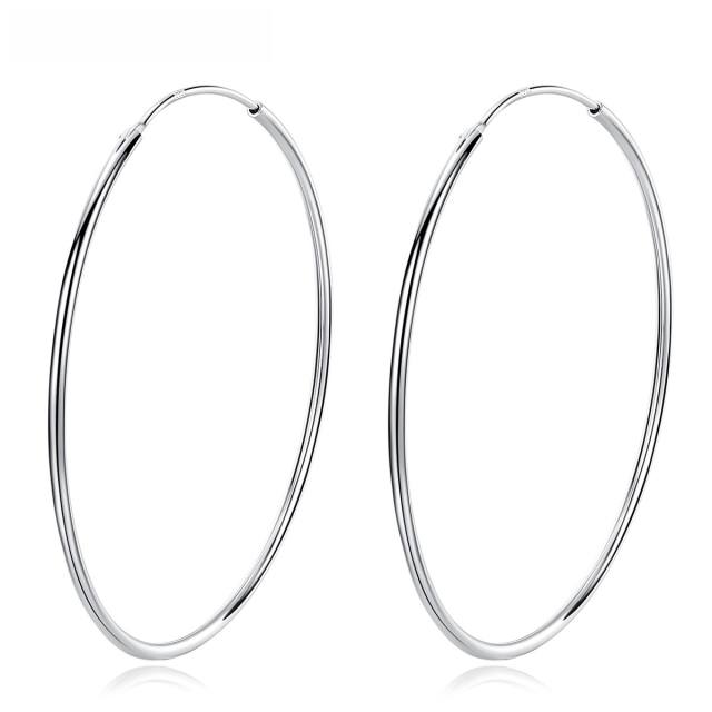 Classic 925 sterling silver big hoop earrings