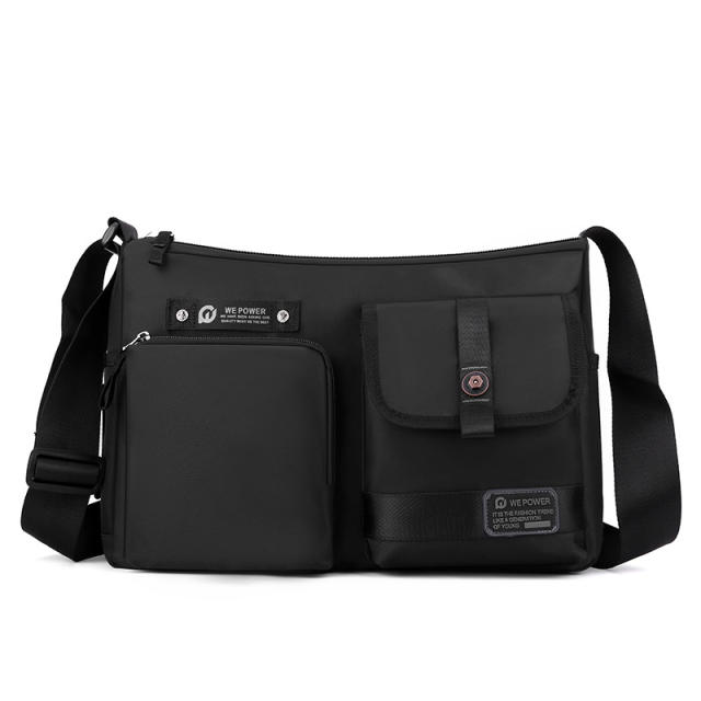 Large size outdoor nylon material crossbody bag for men