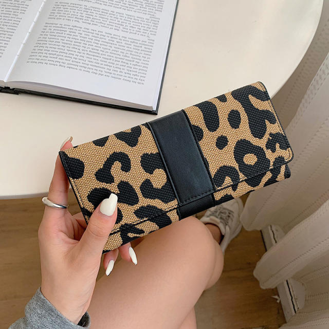 Personality leopard grain PU leather women wallet