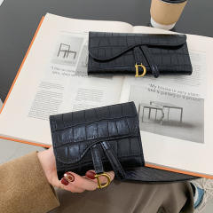 D leatter charm PU leather stone pattern women wallet
