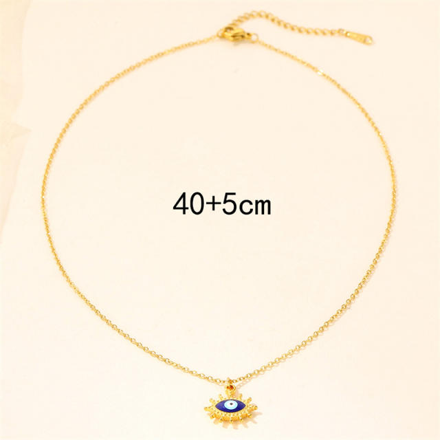 Creative evil eye pendant stainless steel chain necklace