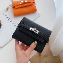 Mini kelly bag design PU leather women wallet purse with chain