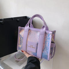Summer candy color gliter tote bag hot sale handbag