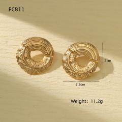 Unique frosted folded pattern stainless steel earrings collection