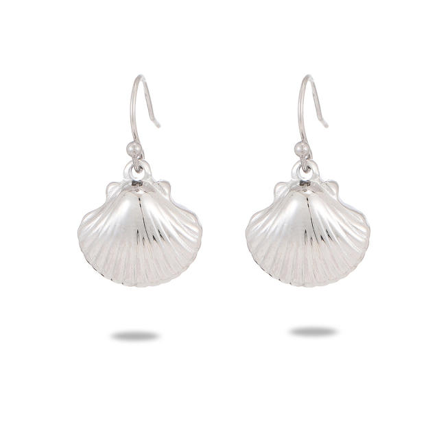Natural ocean series shell starfish pearl beaded stainless steel necklace earrings set