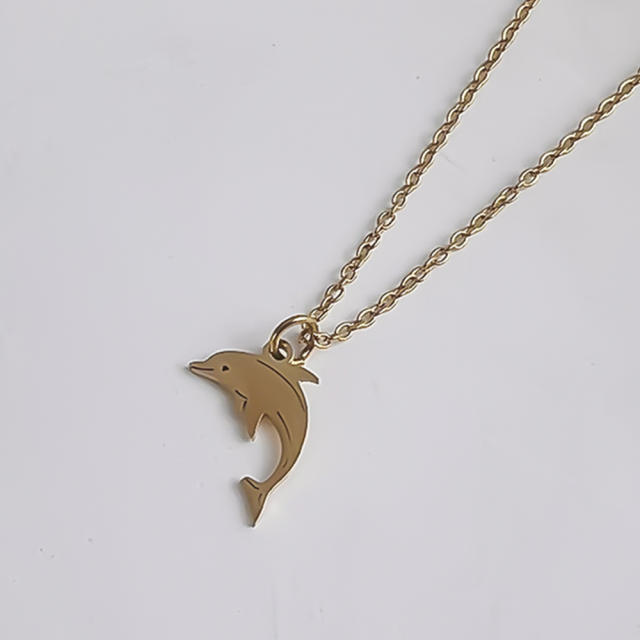 Ocean series fish pendant dainty stainless steel necklace