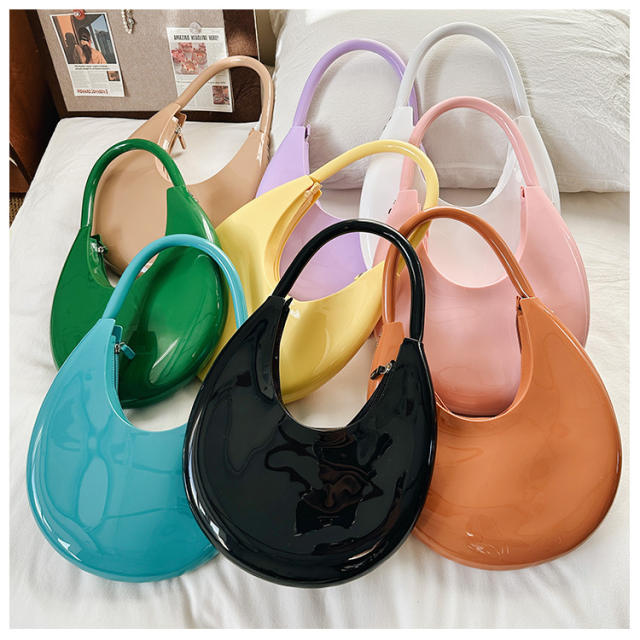 Summer Jelly PVC material hobo moon shape shoulder bag