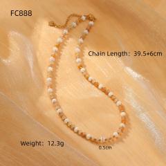 Handmade natural crystal pearl stainless steel beaded necklace