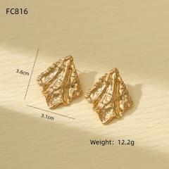 Unique frosted folded pattern stainless steel earrings collection