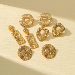 Unique frosted folded pattern stainless steel earrings collection