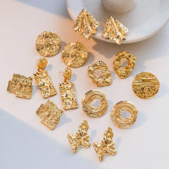 Unique frosted folded pattern stainless steel earrings collection