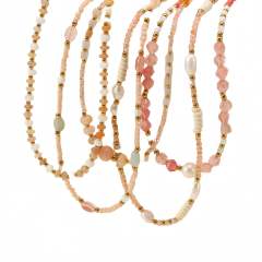 Handmade natural crystal pearl stainless steel beaded necklace