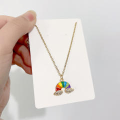 Dainty colorful enamel bee rainbow dainty stainless steel necklace