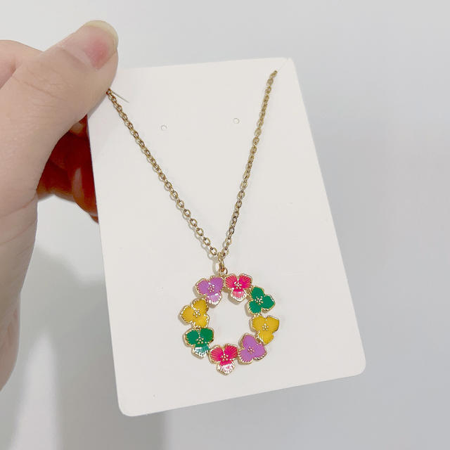 Dainty colorful enamel bee rainbow dainty stainless steel necklace