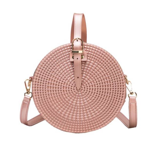 Unique colorful braid pattern round shape handbag crossbody bag