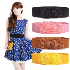 Summer chiffon flower elastic corset belt