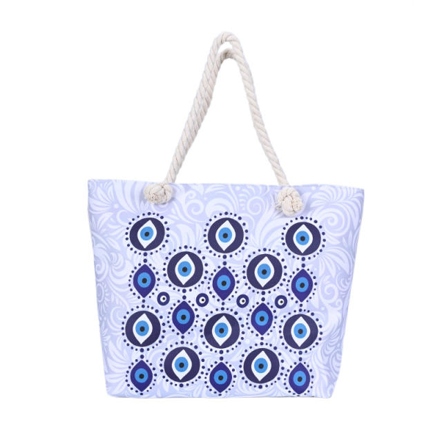 Hot sale evil eye series canvas large tote bag beach bag