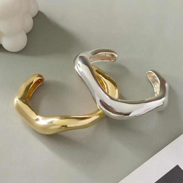 Unique lave design metal cuff bangle bracelet