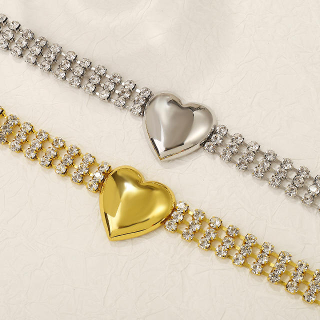 Sexy heart rhinestone chain waist chain for women