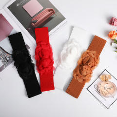 Summer chiffon flower elastic corset belt