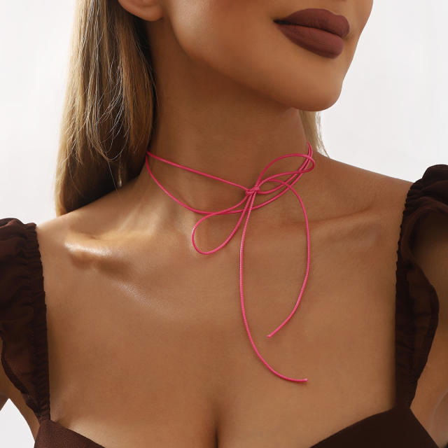 Summer colorful strappy choker necklace