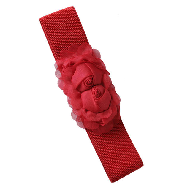 Summer chiffon flower elastic corset belt