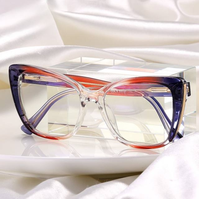 Elegant colorful new design cat eye shape blue light reading glasses