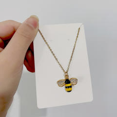 Dainty colorful enamel bee rainbow dainty stainless steel necklace