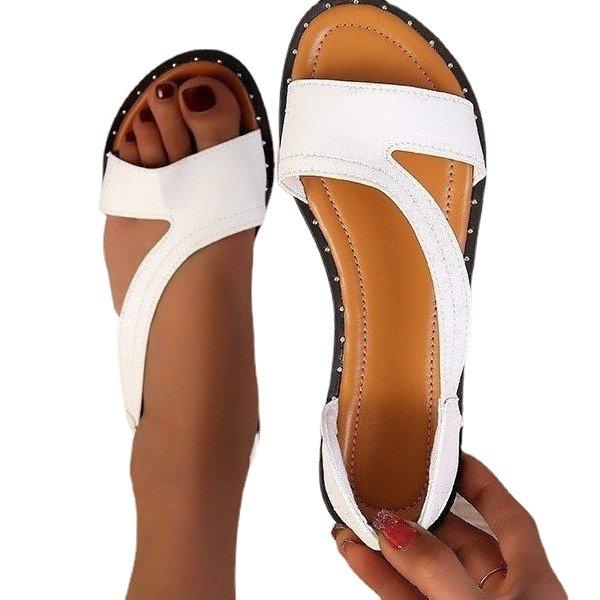 Summer white black flat sandals