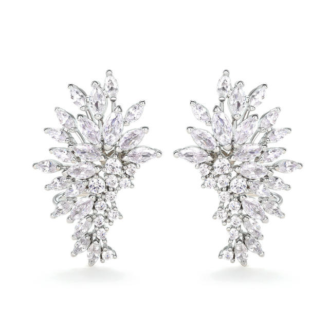 Delicate diamond angel wing shape copper earrings