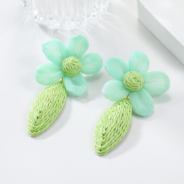 Summer colorful straw flower beach holiday earrings