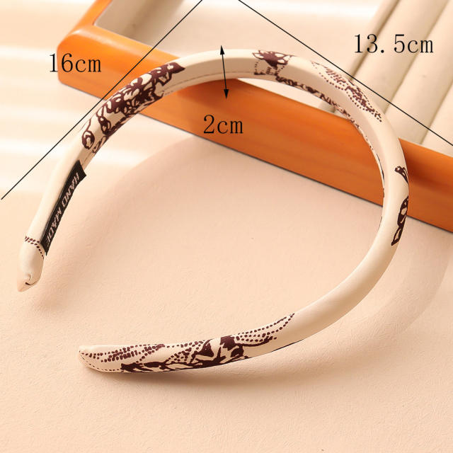 2cm satin material chinese painting design padded headband