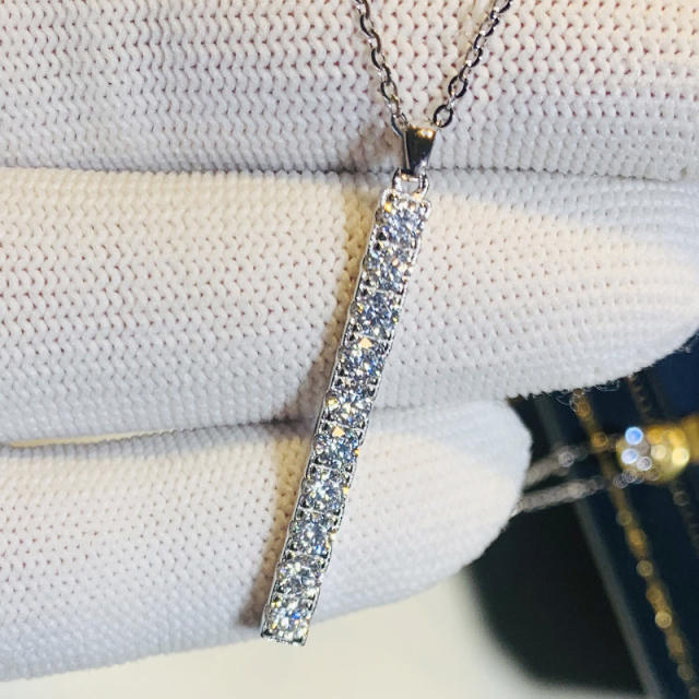 Delicate diamond bar pendant dainty necklace