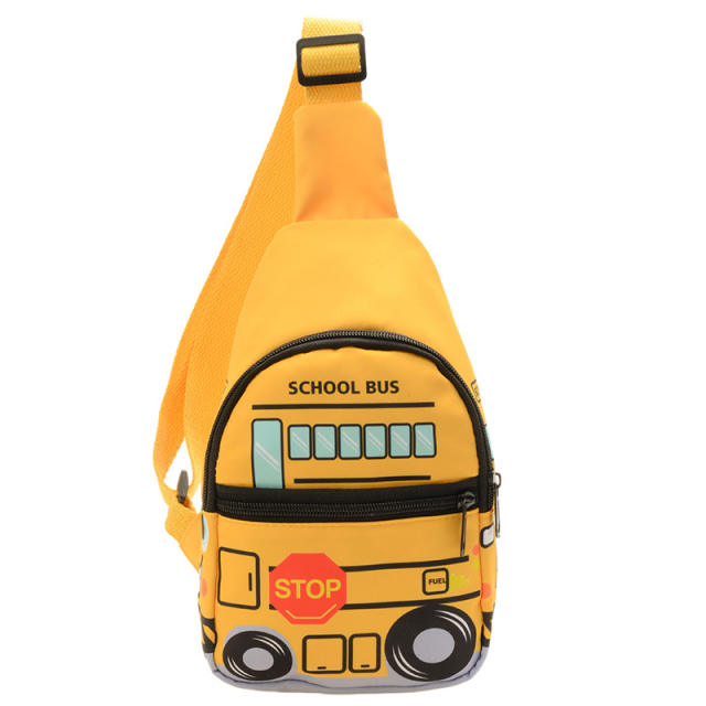 Cartoon school bus pattern sling bag for kids