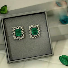 Elegant emerald cubic zircon diamond women studs earrings