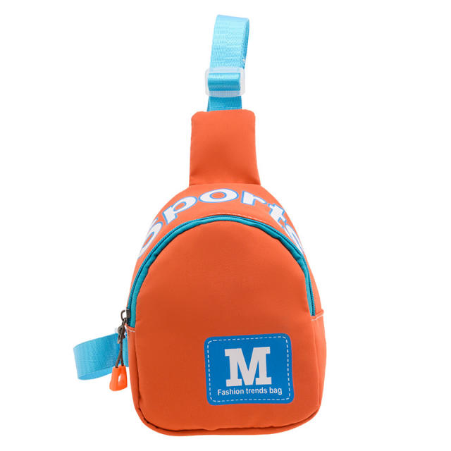 Fashionable M letter coloful sling bag for kids
