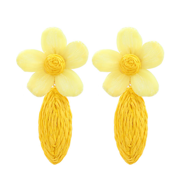Summer colorful straw flower beach holiday earrings