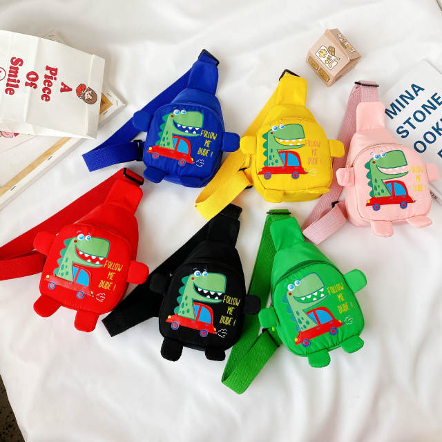 Cartoon dinosaur pattern colorful sling bag for kids