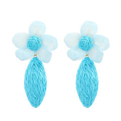 Summer colorful straw flower beach holiday earrings